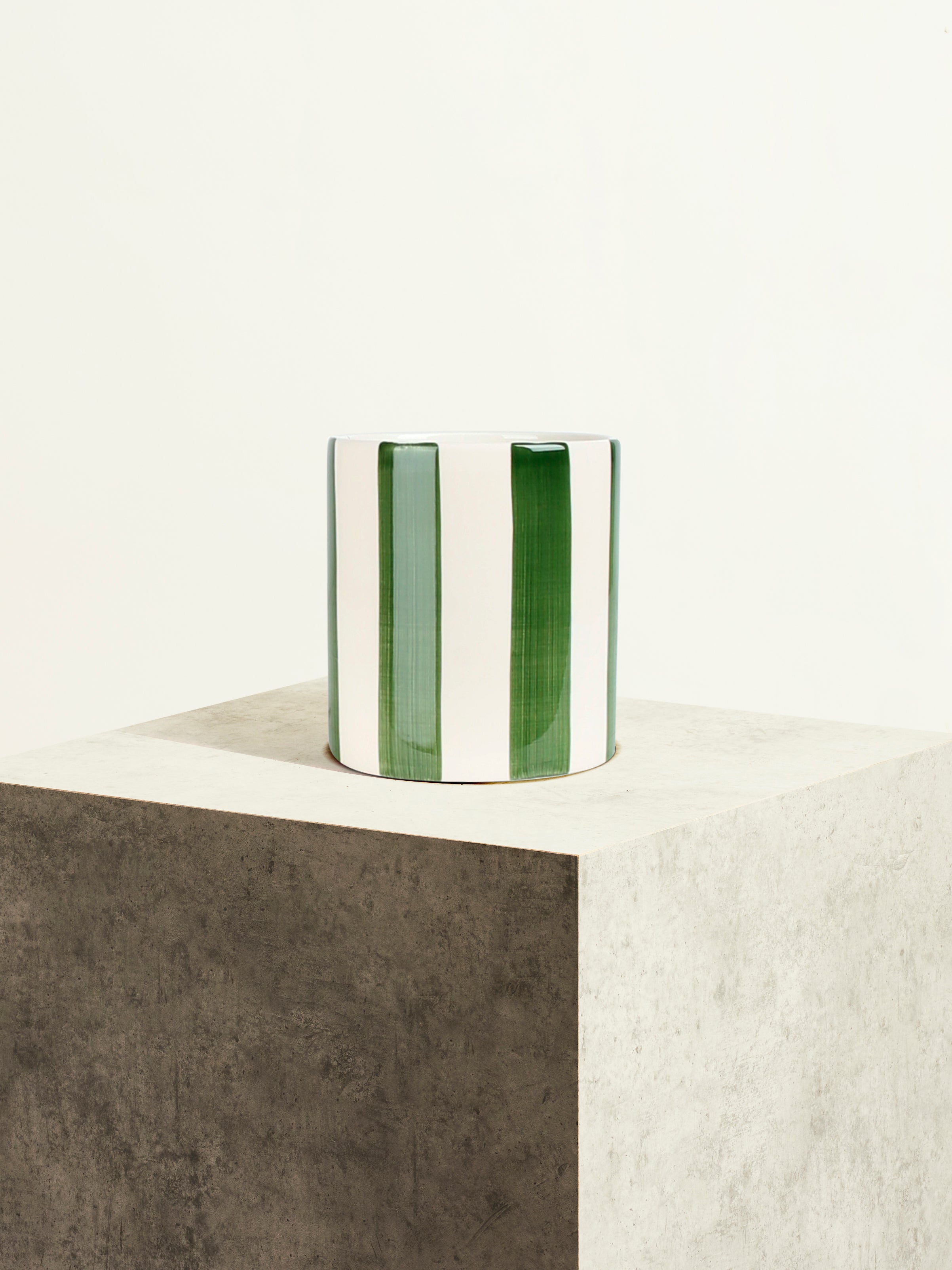 Céramique rayée - Vert gazon