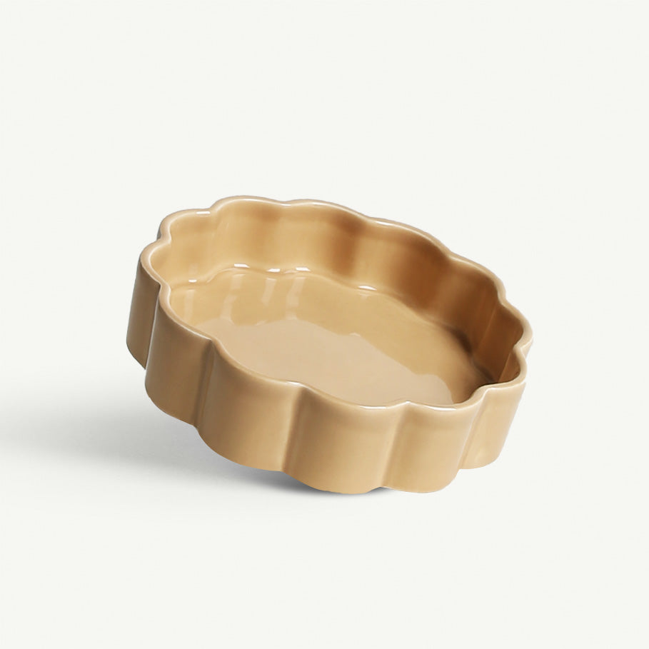 Soucoupe L - Céramique cannelée - Beige Sable