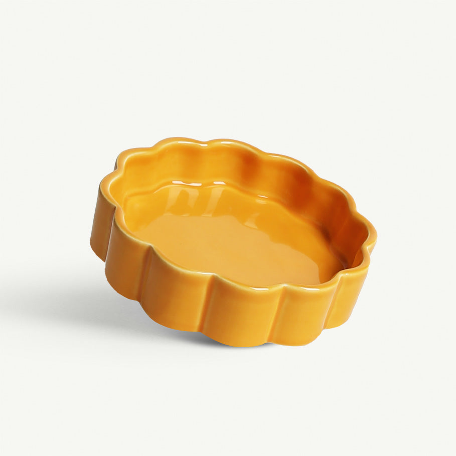 Soucoupe L - Céramique cannelée - Jaune Sahara