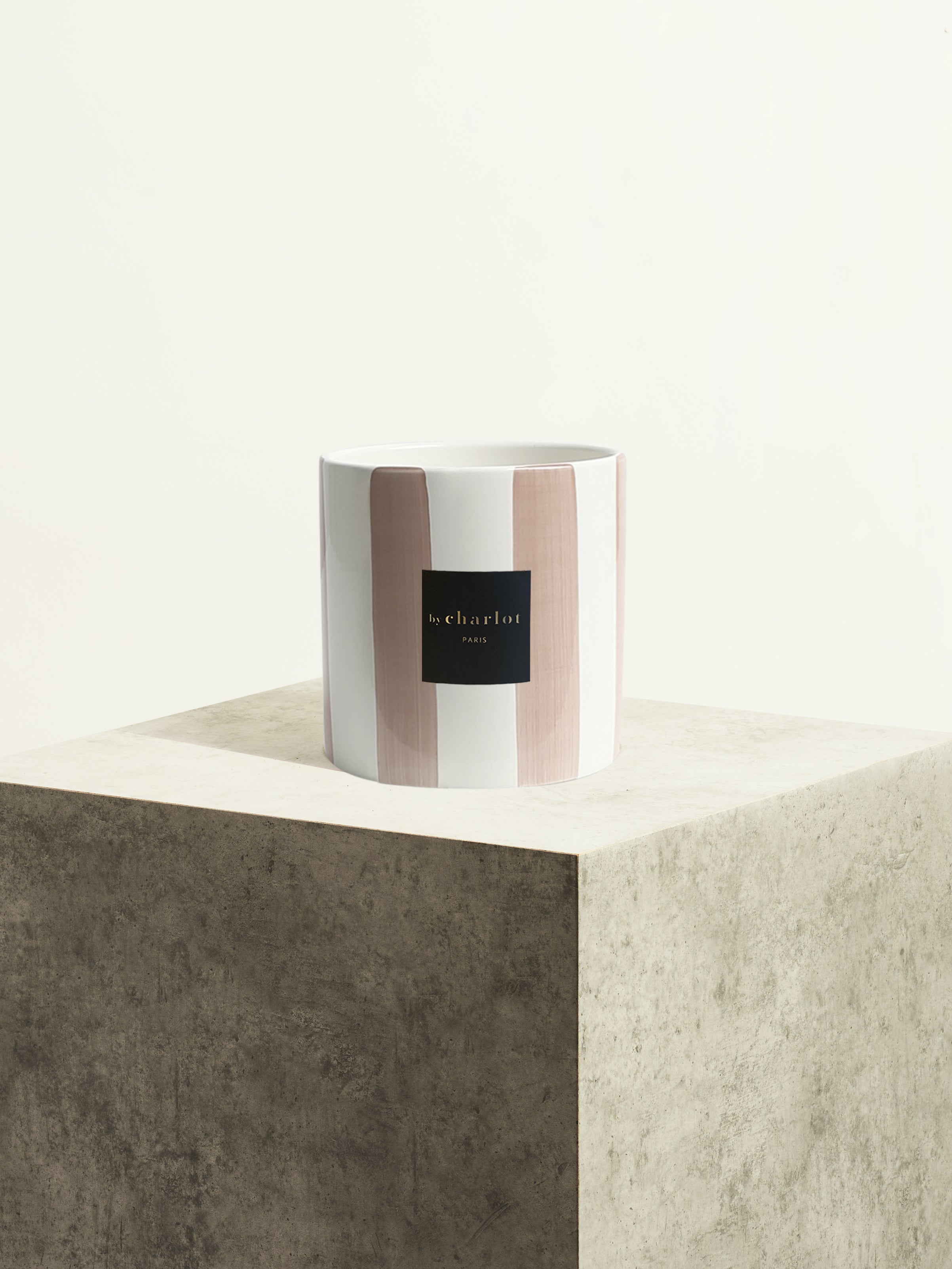 POT EN CÉRAMIQUE RAYÉ- ROSE CANYON - 14 CM