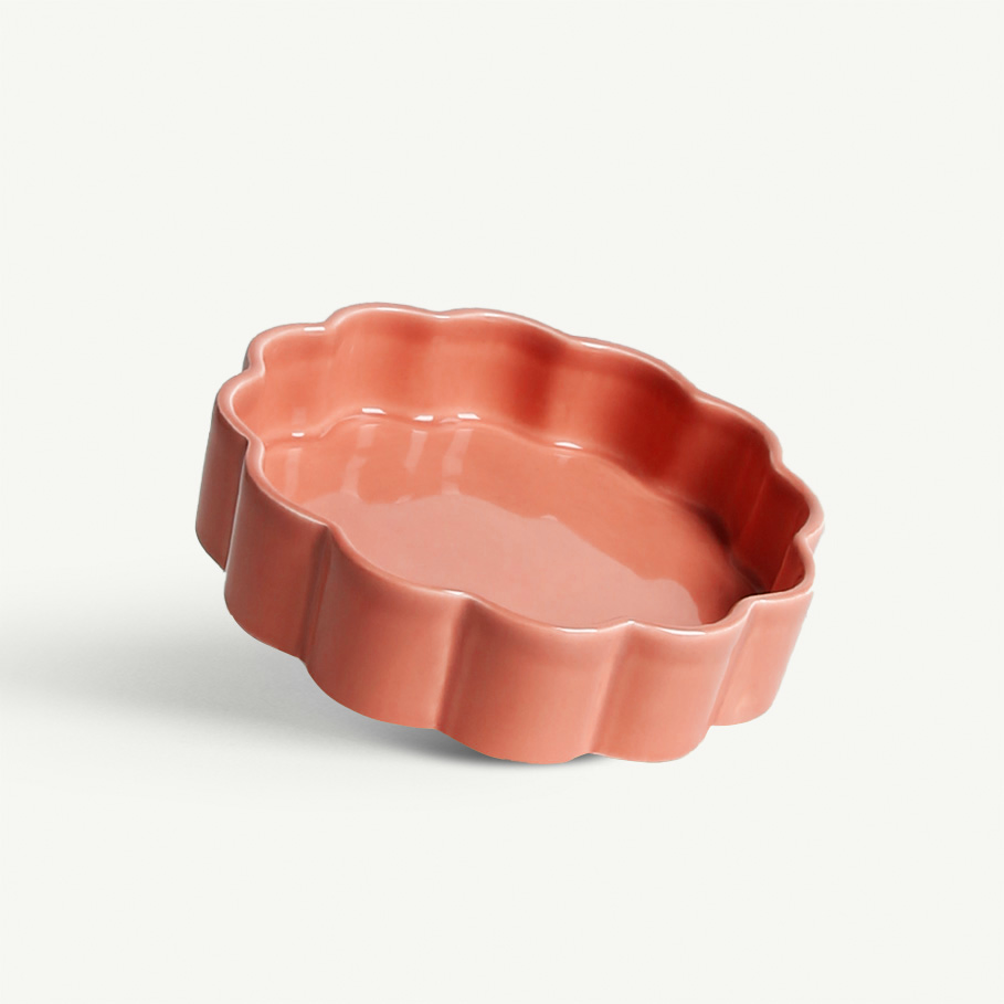 Soucoupe L - Céramique cannelée - Orange sanguine