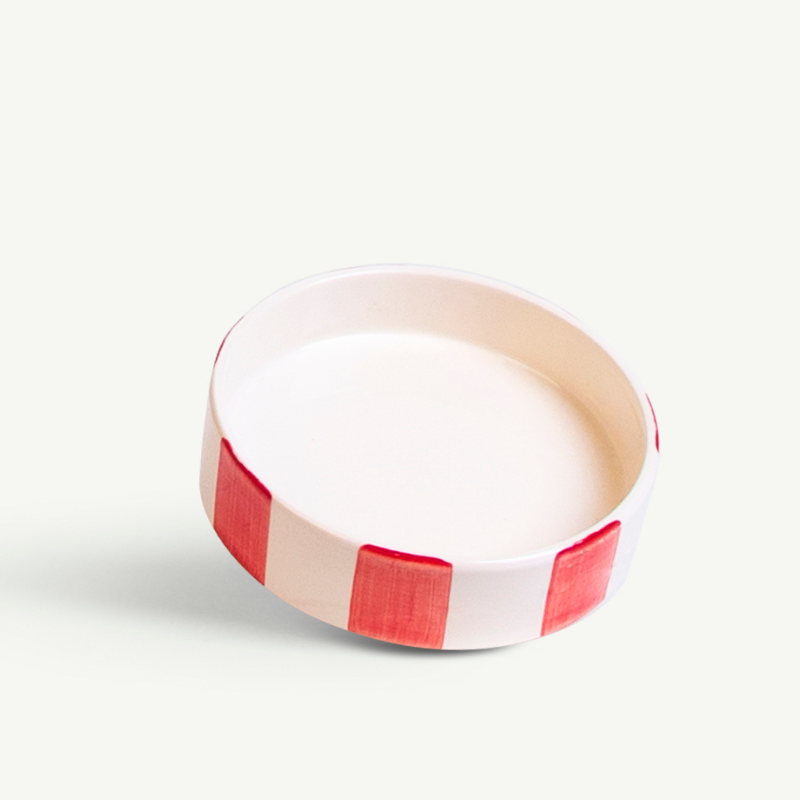 Soucoupe L - Céramique rayée - Rouge ultime