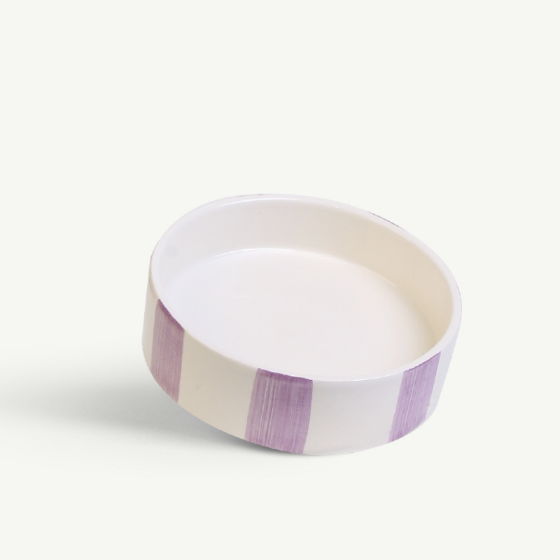 Soucoupe XL - Céramique rayée - Lilas