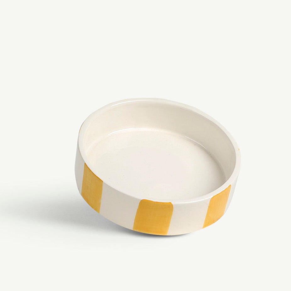 Soucoupe XL - Céramique rayée - Jaune Solaire
